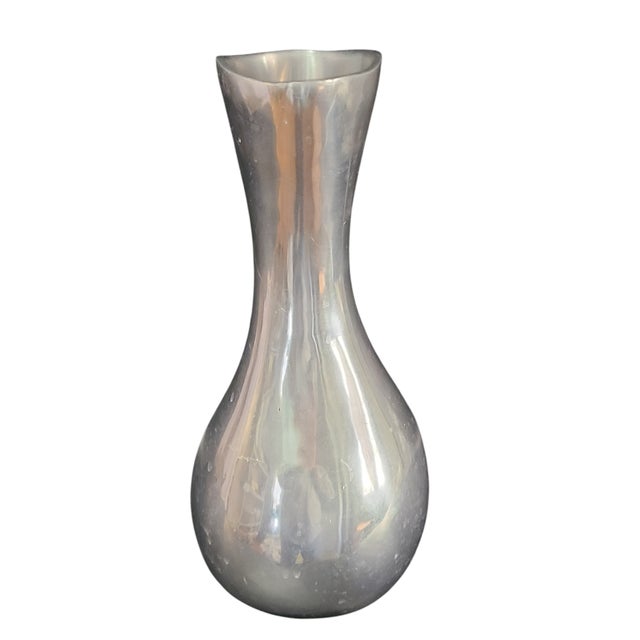 Mid-Century Modern Polished Aluminum Oval Shaped Vase For Sale - Image 4 of 4