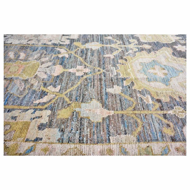 21st Century Turkish Oushak Wool 14x20 Charcoal, Green & Ivory Handmade Oversized Area Rug #1144091 For Sale In Houston - Image 6 of 14