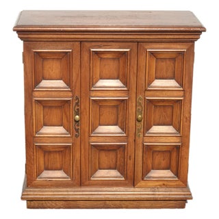 Vintage French Country Brown Side Table Cabinet W Two Doors For Sale