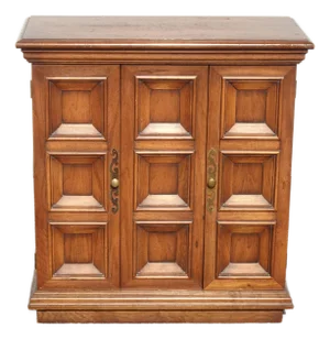Vintage Mid Century Modern Brown Side Console Cabinet W Two Doors