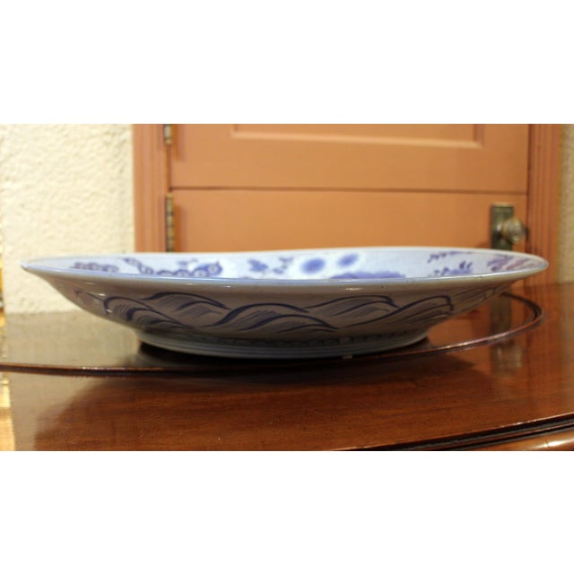 Japanese Late 19th Century Japanese Massive Scale Arita Blue & White Charger For Sale - Image 3 of 6