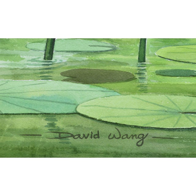 Bird Perched on Water Lilies by David Wang For Sale In Monterey, CA - Image 6 of 6