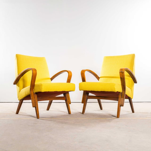 Mustard Upholstered Armchair by Frantisek Jirak for Tatra, 1950s For Sale - Image 3 of 9