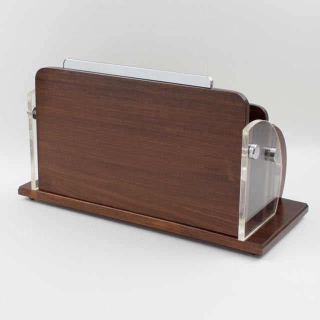 Macassar, Chrome and Lucite Desk Accessory Letter Holder, circa 1940 For Sale - Image 9 of 14