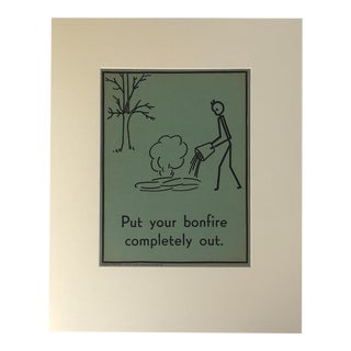 1940s Double-Sided Stick Figure Safety Poster For Sale