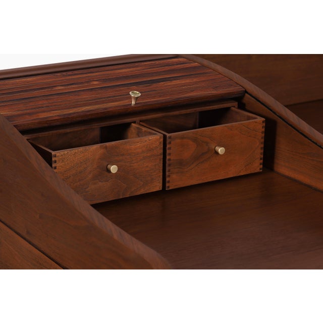 Vintage Rosewood Tambour Door Desk by Edward Wormley for Dunbar, 1950s For Sale In Los Angeles - Image 6 of 15