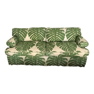 Custom Sleeper Sofa in Raoul Leaf Linen For Sale