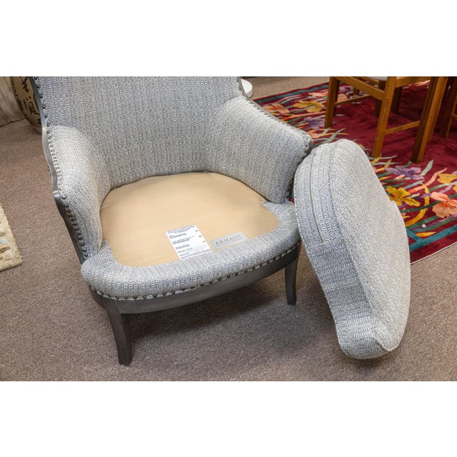 Pair of Arhaus Portsmouth Collection Gray Fabric & Leather Contemporary Chairs For Sale - Image 13 of 13