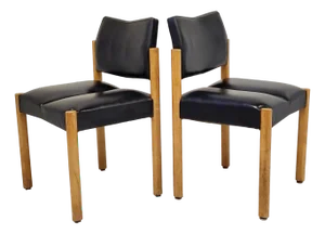 Set of Chairs in Beech and Imitation Leather by Pierre Guariche, 1970