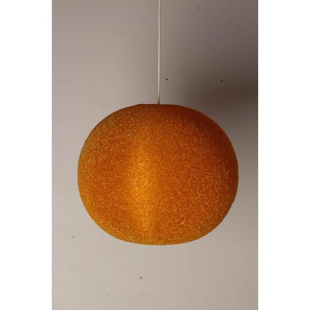 French Pendant Light in Textured Orange Acrylic Glass, 1970 For Sale - Image 4 of 9