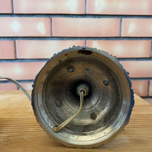 Small Portuguese Baroque Inspired Table Lamp in Ornate Brass and Bubble Glass, 1950s For Sale - Image 9 of 11