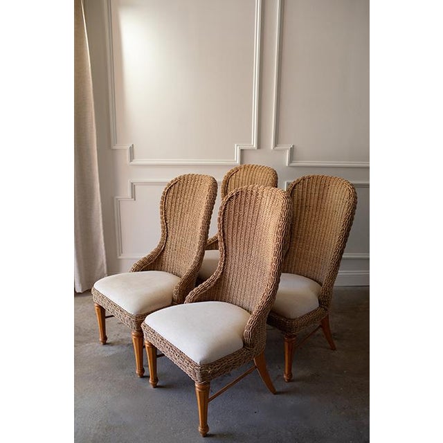 Vintage Stanley Cottage Revival Cabana Chairs in Seagrass, Set of Four For Sale - Image 11 of 16