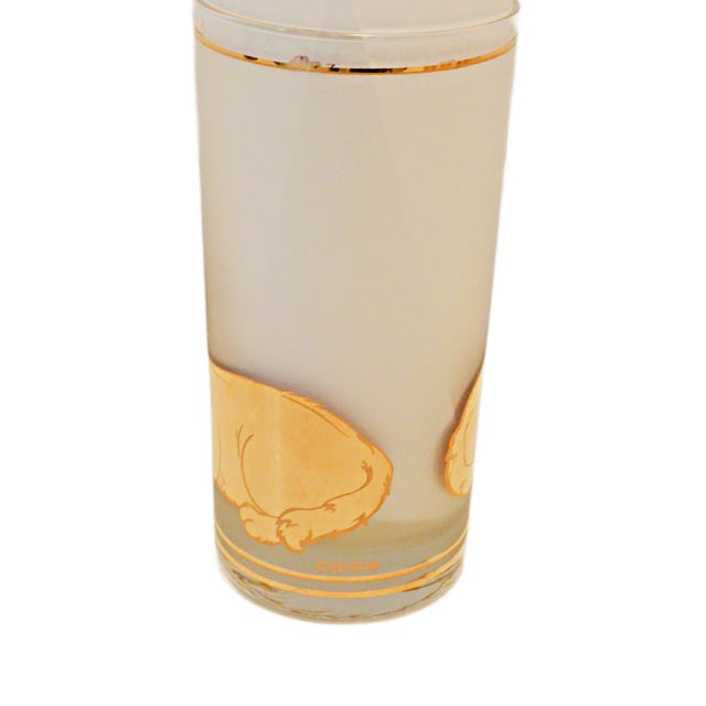 1970s 1970s Mid-Century Modern Culver "Tabby" 22k Gold & Frosted Cat Highball Glasses & Matching Tray - 9 Pcs For Sale - Image 5 of 6
