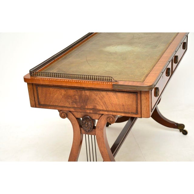 Antique Regency Leather Top Desk, 1930s For Sale - Image 12 of 15