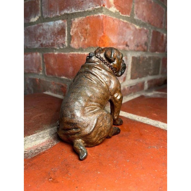 Antique 19th Century Austrian Cold-Painted Spelter Bulldog Table Lighter, 1890s For Sale - Image 4 of 9