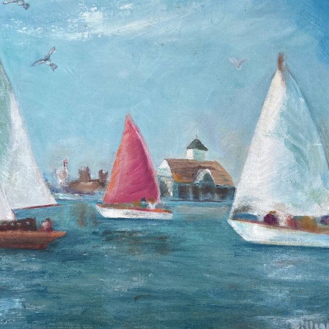 Impressionist 1960’s Original Impressionist California Harbor Seascape Painting For Sale - Image 3 of 6