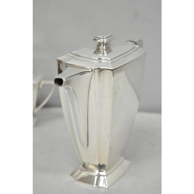 Early 20th Century Antique 1847 Rogers Bros "Legacy" Art Deco Silver Plated Tea Set - 3 Pc Set For Sale - Image 5 of 18