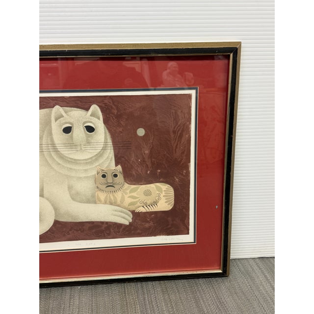 Carol Jablonsky Two Cats Lithograph, Signed For Sale - Image 10 of 12