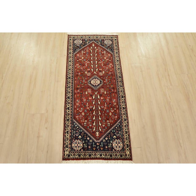 Tribal Abadeh Runner 2’2” X 5′ Red Wool Vintage Tribal Hand-Knotted Oriental Rug For Sale - Image 3 of 10