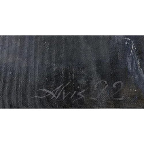 City in the Night, Oil on Canvas, Late 20th Century, in Good conditions.