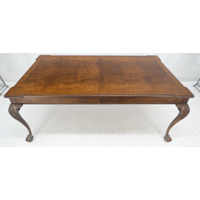 Brown Henredon Banded Burl Walnut Ball & Claw Feet Chippendale Dining Table 2 Ext MINT For Sale - Image 8 of 12