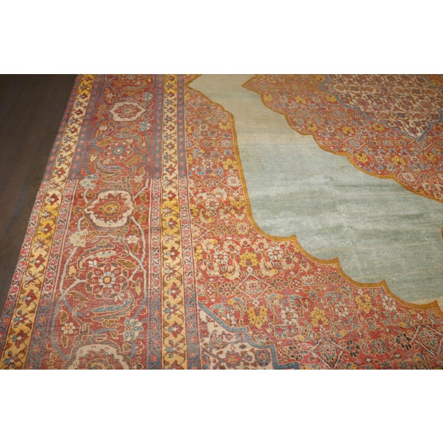 Stunning Blue Antique Tabriz Carpet - 10' x 13' For Sale In New York - Image 6 of 12