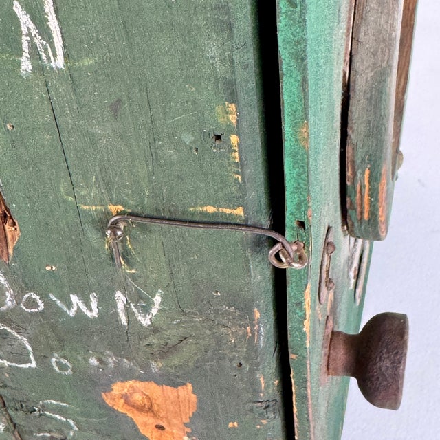 Wood Early 20th Century The Gas Attendant's Primitive Green Assembled Cupboard For Sale - Image 7 of 18