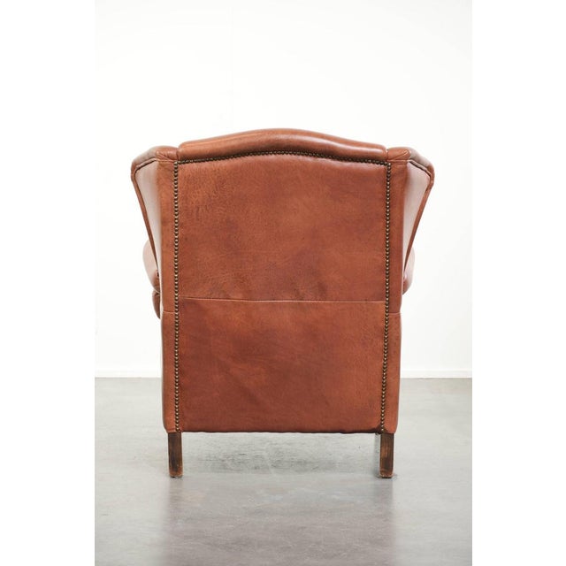 Wing Club Chair in Cowhide Leather For Sale - Image 4 of 14