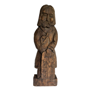Spanish Folk Art Carved Wood Santos Moses and Ten Commandments