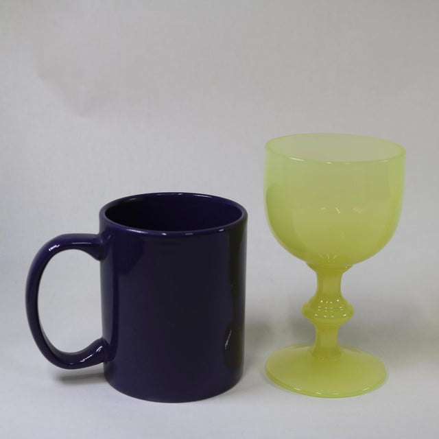 1930s Rare French Yellow Opaline Wine Glasses Attributed to Portieux Vallerysthal - Set of 5 For Sale - Image 10 of 10