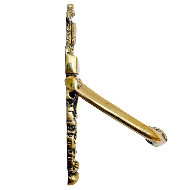 Vintage Neoclassical Solid Brass Urn & Acanthus Leaf Door Knocker For Sale - Image 4 of 6