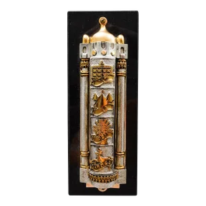 Mid 20th Century Frank Meisler Judiaca 12 Tribes Rotating Mezuzah Case Sculpture on Marble Stand