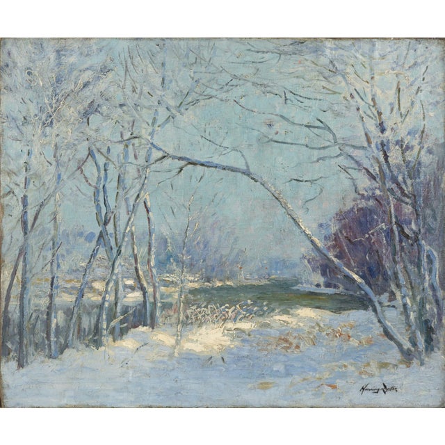 Turn of 20th Century American Impressionist Chicago Landscape -- Frost Bound Luminous turn of the century American...