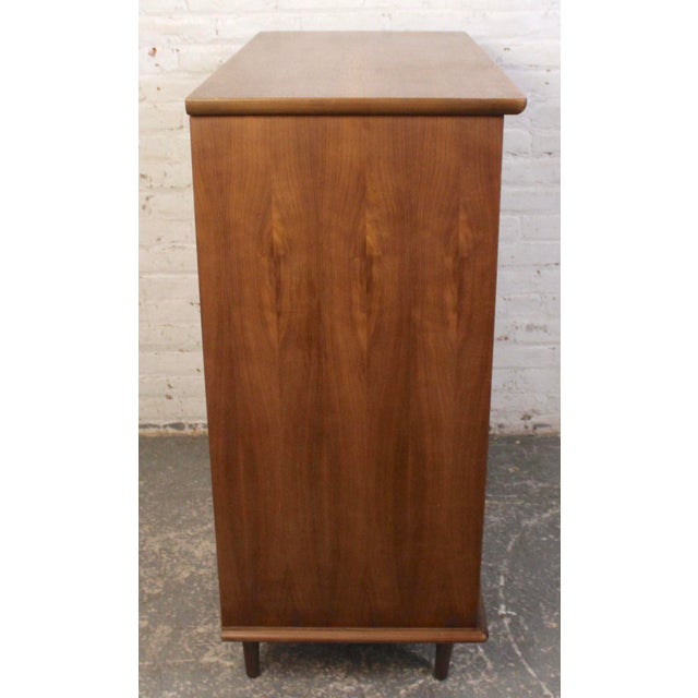 Brown Mid 20th Century Six Drawer Walnut Highboy by American of Martinsville For Sale - Image 8 of 14