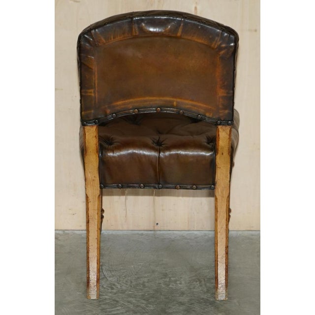 Antique Regency Brown Leather & Oak Chesterfield Desk Chair, 1820s For Sale - Image 15 of 18