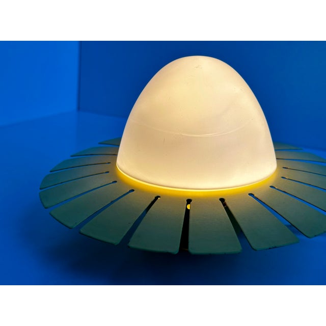 Metal Mid-Century Modern Sunburst Opal Ceiling Lamp, Italy, 1950s For Sale - Image 7 of 18