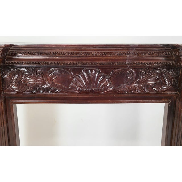 Vintage American Regency Georgian Style Shell Carved Mahogany Fireplace Mantle For Sale - Image 9 of 13