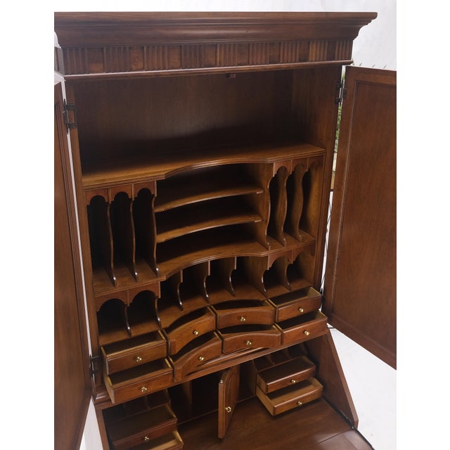 Solid Cherry Multi Compartment Drop Front Secretary Desk w/ Drawer File Cabinet For Sale - Image 9 of 14