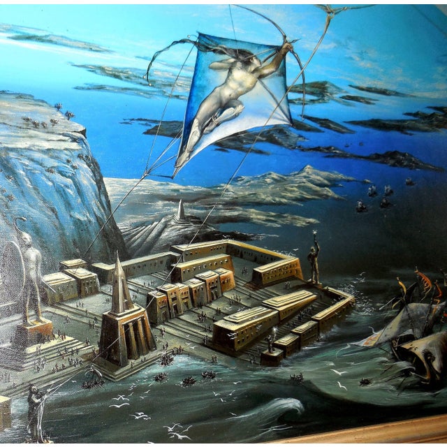 Peter Kolin, Atlantis, Large Surrealist Oil Painting. Viennese Fantastic Realism, 1980 For Sale - Image 9 of 10