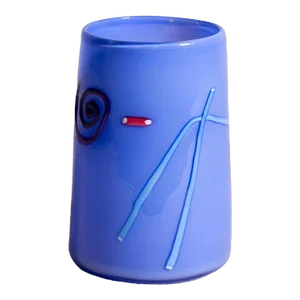 1980s Vintage Kerry Feldman Abstract Blue Hand Blown Glass Tumbler- Signed & Dated