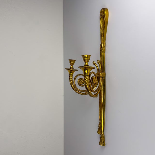 Large Bronze Wall Candle Sconce, France, 1950s For Sale - Image 9 of 18
