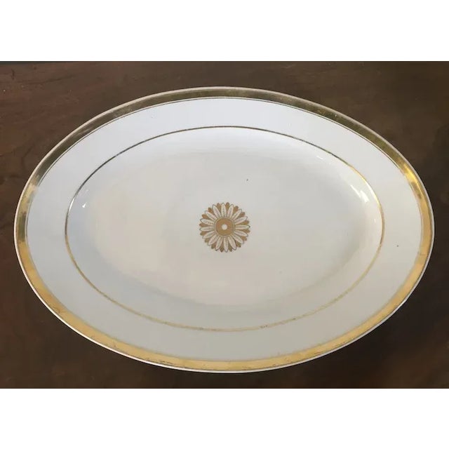Early 19th Century French Empire Porcelain Oval Platter Decorated with Gold Flower Head For Sale - Image 10 of 13