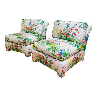 Vintage Coastal Palm Beach Style Slipper Chairs For Sale