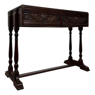 Antique Carved Oak Occasional Side Table For Sale