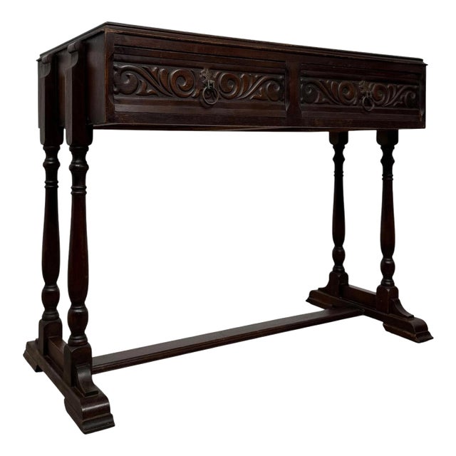 Antique Carved Oak Occasional Side Table For Sale