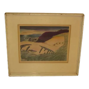 Rare Buell Whitehead 'Redondo Beach' California Lithograph - Signed Original