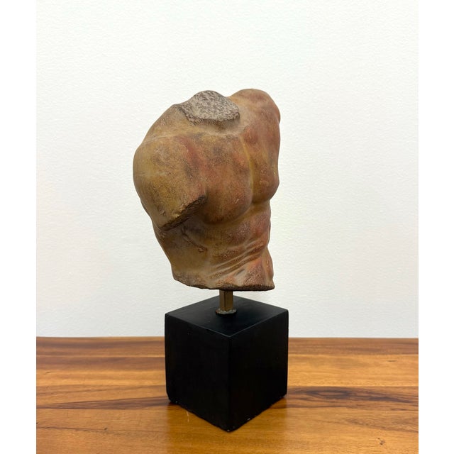 Vintage Hand-Carved Stone Male Torso Sculpture Signed Alva, 1991 For Sale In West Palm - Image 6 of 8