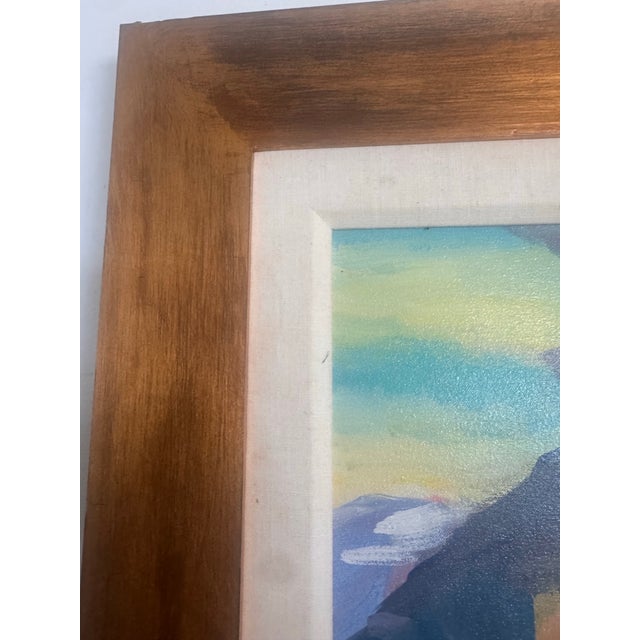 Plastic Kevin Broad “Videy / Reykjavik” Iceland Series Acrylic Landscape Painting in Gilt Frame For Sale - Image 7 of 12