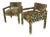 Leopard Parsons Chairs with Brass Sabots, Custom - a Pair For Sale