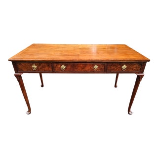 Vintage Baker Furniture Mahogany and Burl Queen Anne Writing Desk For Sale